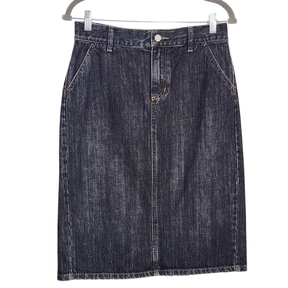GAP Black Wash Straight Denim Skirt Size 6
